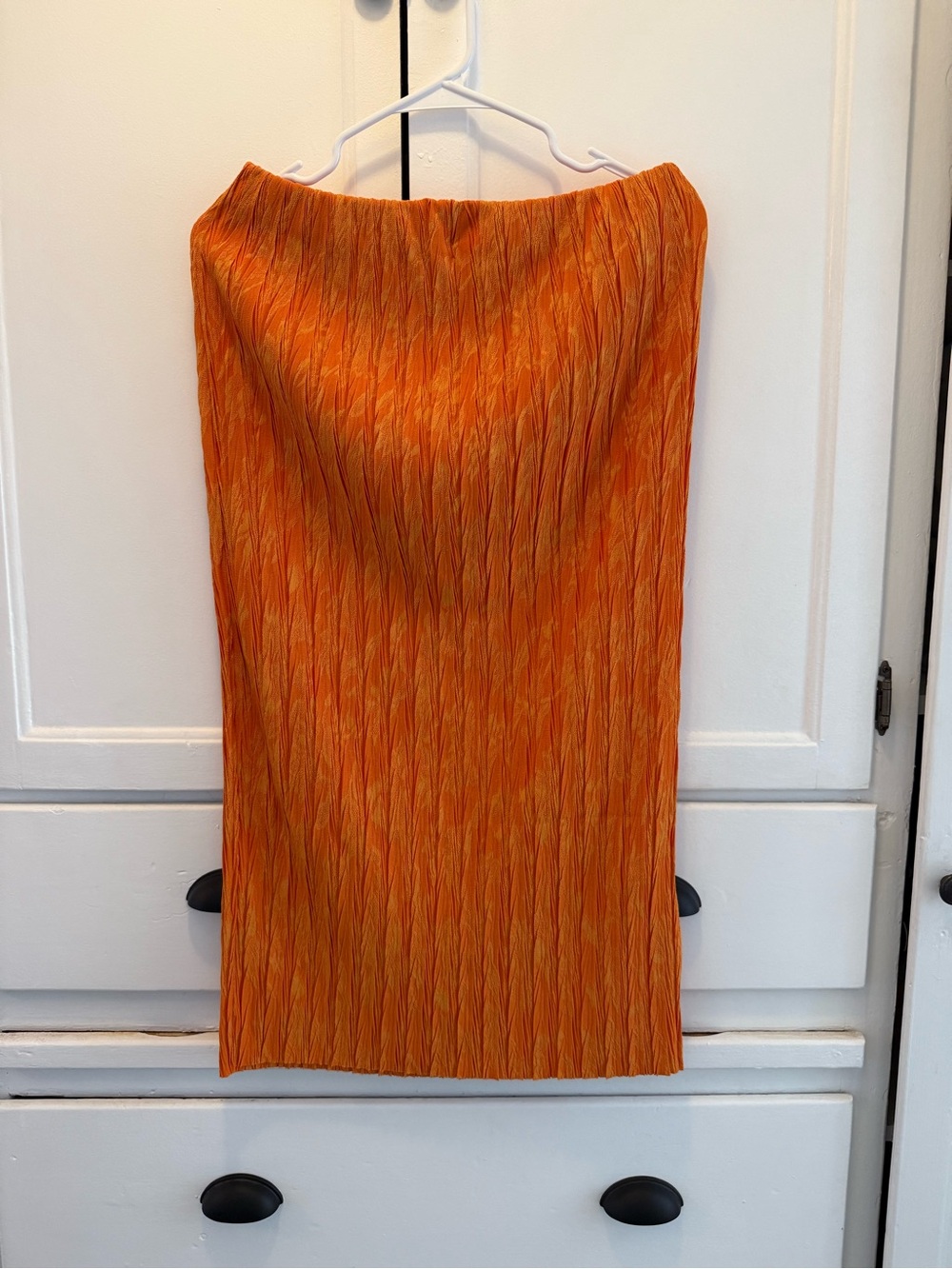 Zara JACQUARD Orange Textured Midi Skirt - Women's Skirt